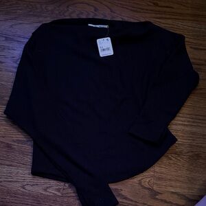 We The Free by Free People Black Ribbed Top – Size XS – NWT – MSRP $68